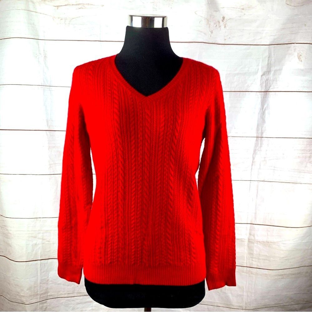 Society of New York cable soft wool cashmere sweater pullover knit winter M L